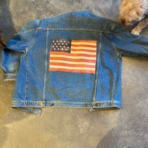 Denim Jacket with American Flag on back